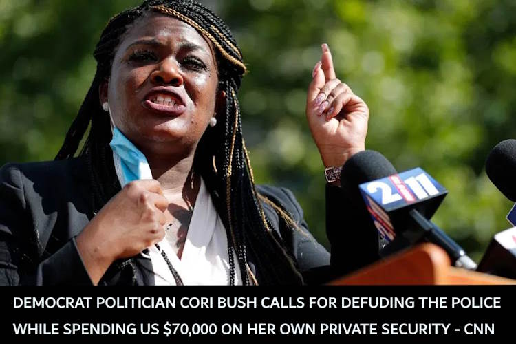 black lives matter protest image congresswoman cori bush calling for defund the police